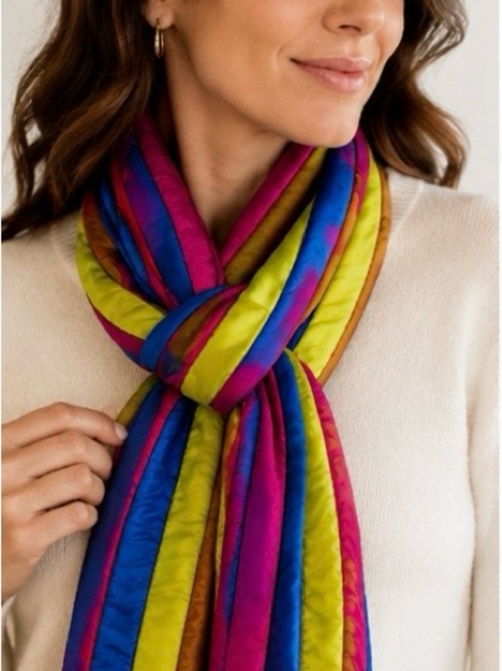 Roberta di Camerino Reversible Scarf Made In Italy Multicolor Striped Vintage